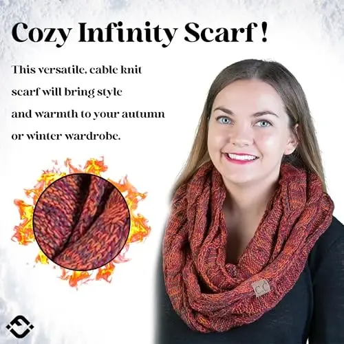 Funky Junque Infinity Scarf for Women – Oversized Chunky Winter Scarf, Colorful Fall Scarves, Soft Sweater Wrap Cozy Style - 4