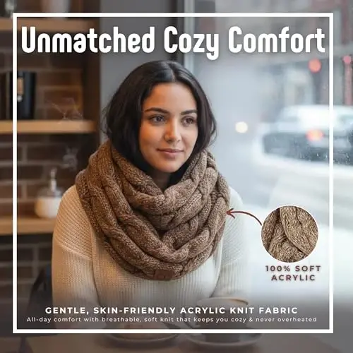 Funky Junque Infinity Scarf for Women – Oversized Chunky Winter Scarf, Colorful Fall Scarves, Soft Sweater Wrap Cozy Style - 4