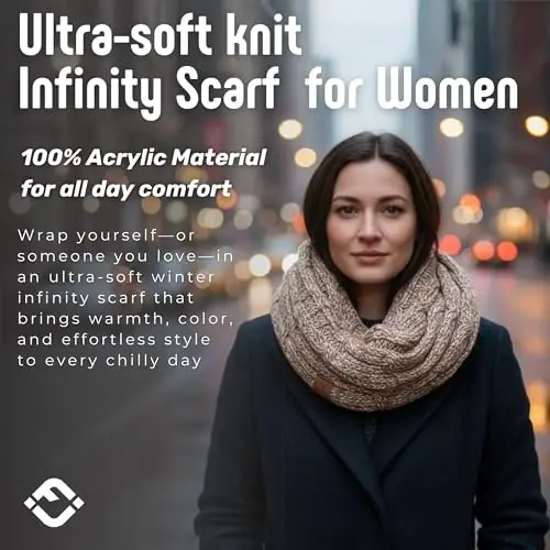 Funky Junque Infinity Scarf for Women – Oversized Chunky Winter Scarf, Colorful Fall Scarves, Soft Sweater Wrap Cozy Style - 2