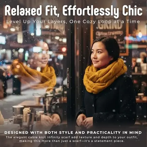 Funky Junque Infinity Scarf for Women – Oversized Chunky Winter Scarf, Colorful Fall Scarves, Soft Sweater Wrap Cozy Style - 4