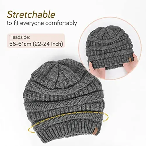 FURTALK Winter Beanie Hat for Women Satin Lined Cable Knit Chunky Slouchy Beanies Skull Warm Cap - 6