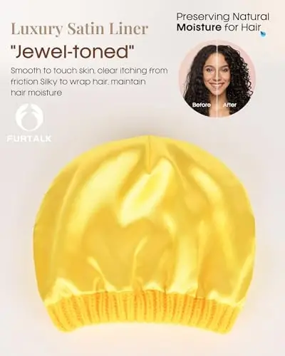 FURTALK Winter Beanie Hat for Women Satin Lined Cable Knit Chunky Slouchy Beanies Skull Warm Cap - 2