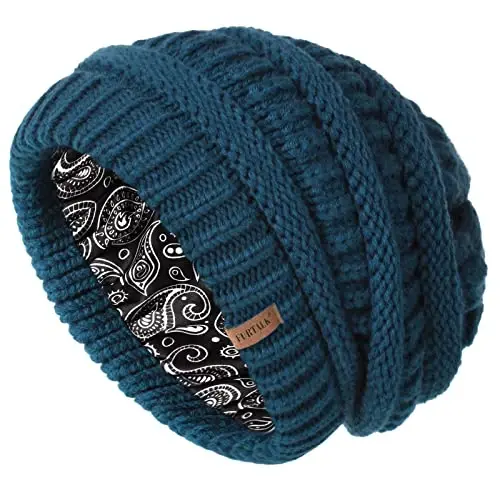 FURTALK Winter Beanie Hat for Women Satin Lined Cable Knit Chunky Slouchy Beanies Skull Warm Cap - 1