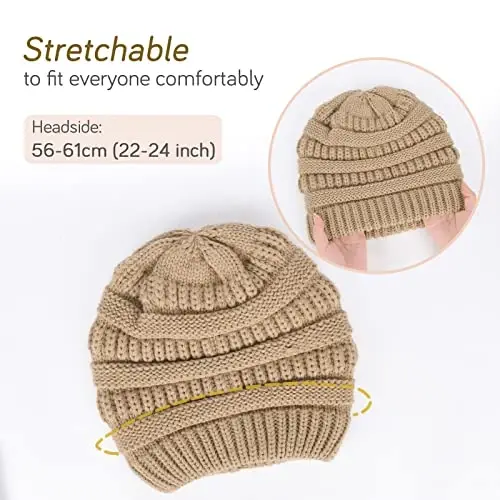 FURTALK Winter Beanie Hat for Women Satin Lined Cable Knit Chunky Slouchy Beanies Skull Warm Cap - 5