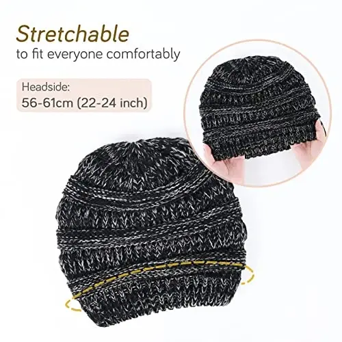 FURTALK Winter Beanie Hat for Women Satin Lined Cable Knit Chunky Slouchy Beanies Skull Warm Cap - 5