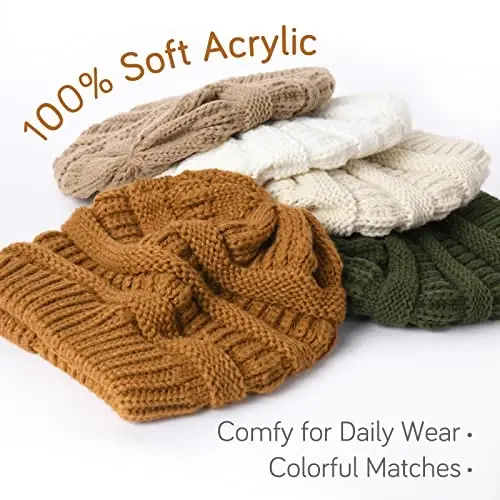 FURTALK Winter Beanie Hat for Women Satin Lined Cable Knit Chunky Slouchy Beanies Skull Warm Cap - 6