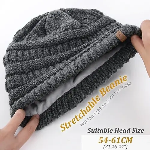 FURTALK Winter Hats for Women Fleece Lined Knit Beanie Hats Slouchy Warm Beanies Ski Skull Cap - 2