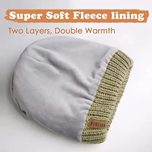FURTALK Winter Hats for Women Fleece Lined Knit Beanie Hats Slouchy Warm Beanies Ski Skull Cap - 2
