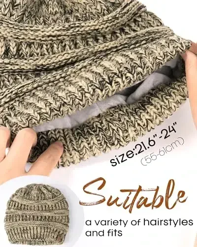 FURTALK Winter Hats for Women Fleece Lined Knit Beanie Hats Slouchy Warm Beanies Ski Skull Cap - FURTALK (1)