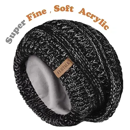 FURTALK Winter Hats for Women Fleece Lined Knit Beanie Hats Slouchy Warm Beanies Ski Skull Cap - FURTALK (1)