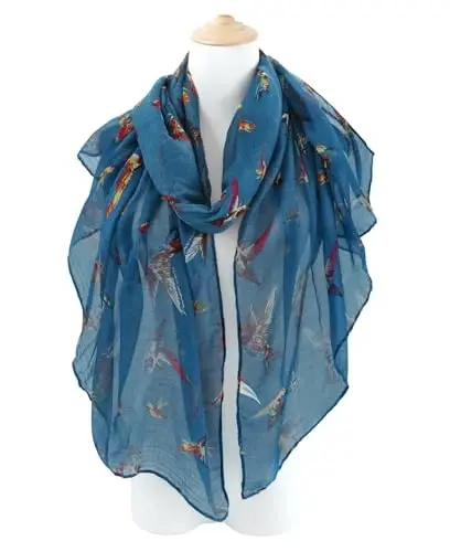 GERINLY Scarfs for Women Lightweight Floral Birds Print Cotton Scarves and Wraps for Summer Shawl - MODAZONE (1)