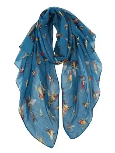 GERINLY Scarfs for Women Lightweight Floral Birds Print Cotton Scarves and Wraps for Fall Shawl - MODAZONE