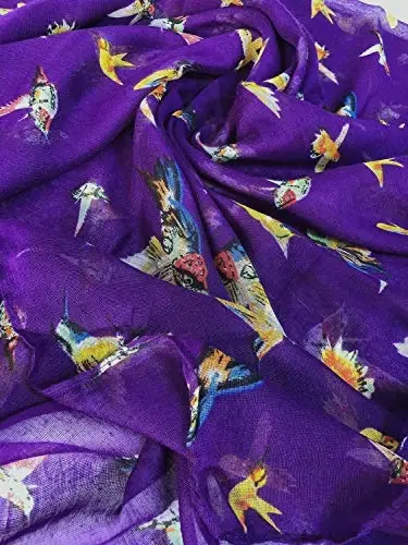 GERINLY Scarfs for Women Lightweight Floral Birds Print Cotton Scarves and Wraps for Summer Shawl - 6