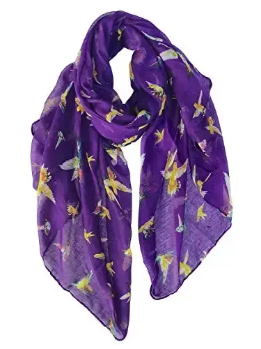 GERINLY Scarfs for Women Lightweight Floral Birds Print Cotton Scarves and Wraps for Fall Shawl - 2