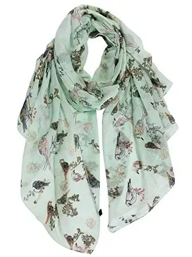 GERINLY Scarfs for Women Lightweight Floral Birds Print Cotton Scarves and Wraps for Summer Shawl - MODAZONE (1)