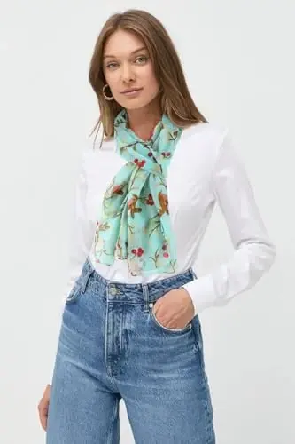 GERINLY Scarfs for Women Lightweight Floral Birds Print Cotton Scarves and Wraps for Summer Shawl - 2