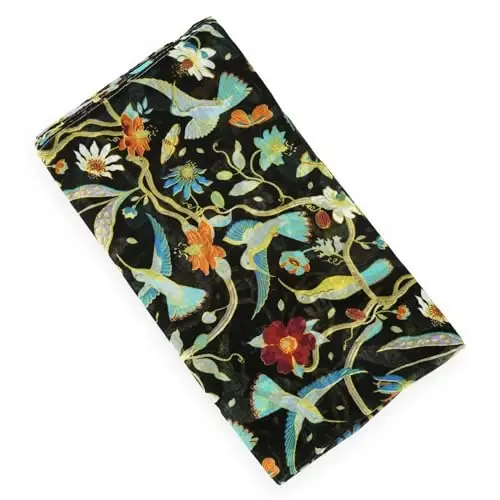 GERINLY Scarfs for Women Lightweight Floral Birds Print Cotton Scarves and Wraps for Fall Shawl - 5