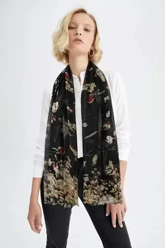 GERINLY Scarfs for Women Lightweight Floral Birds Print Cotton Scarves and Wraps for Summer Shawl - MODAZONE