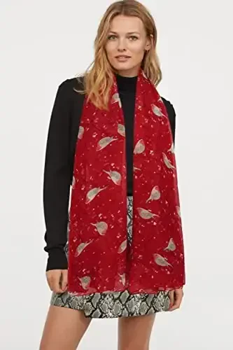 GERINLY Scarfs for Women Lightweight Floral Birds Print Cotton Scarves and Wraps for Fall Shawl 