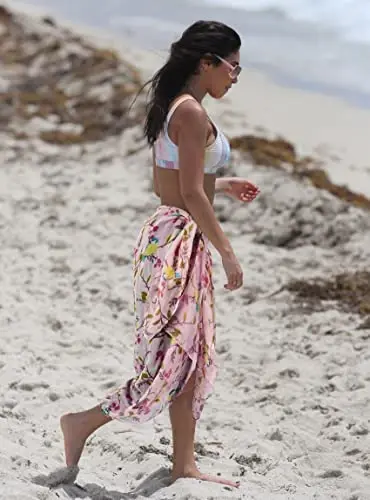 GERINLY Scarfs for Women Lightweight Floral Birds Print Cotton Scarves and Wraps for Summer Shawl - 6