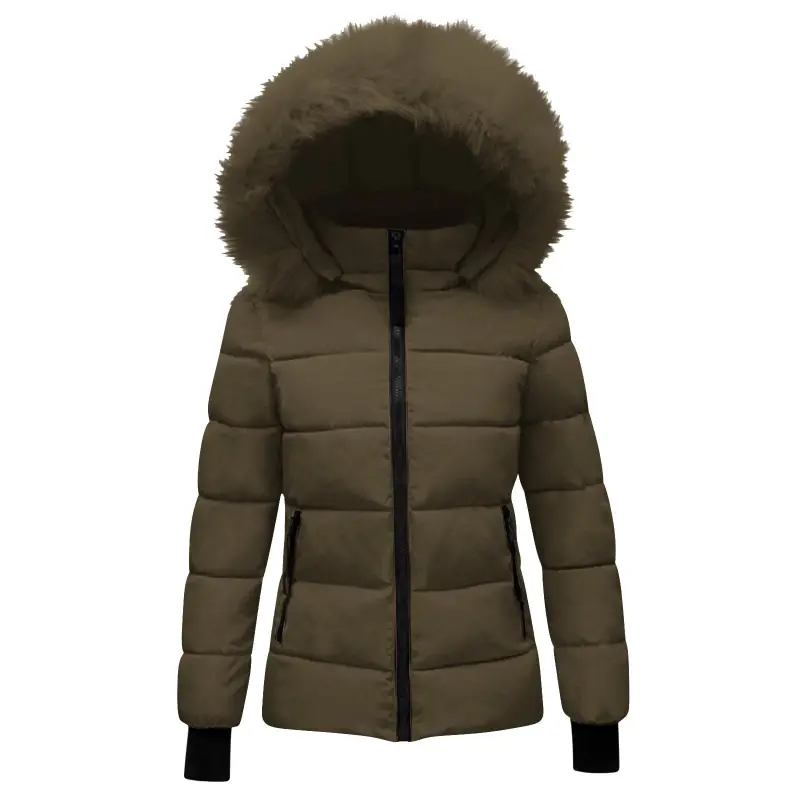 jsaierl Womens Lightweight Puffer Jacket, Winter Coats for Women Warm Quilted Bubble Padded Hood Coat with Faux Fur Collar- - 2