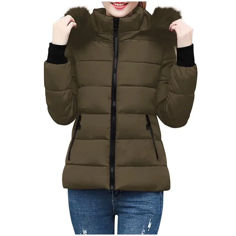 jsaierl Womens Lightweight Puffer Jacket, Winter Coats for Women Warm Quilted Bubble Padded Hood Coat with Faux Fur Collar- - 6