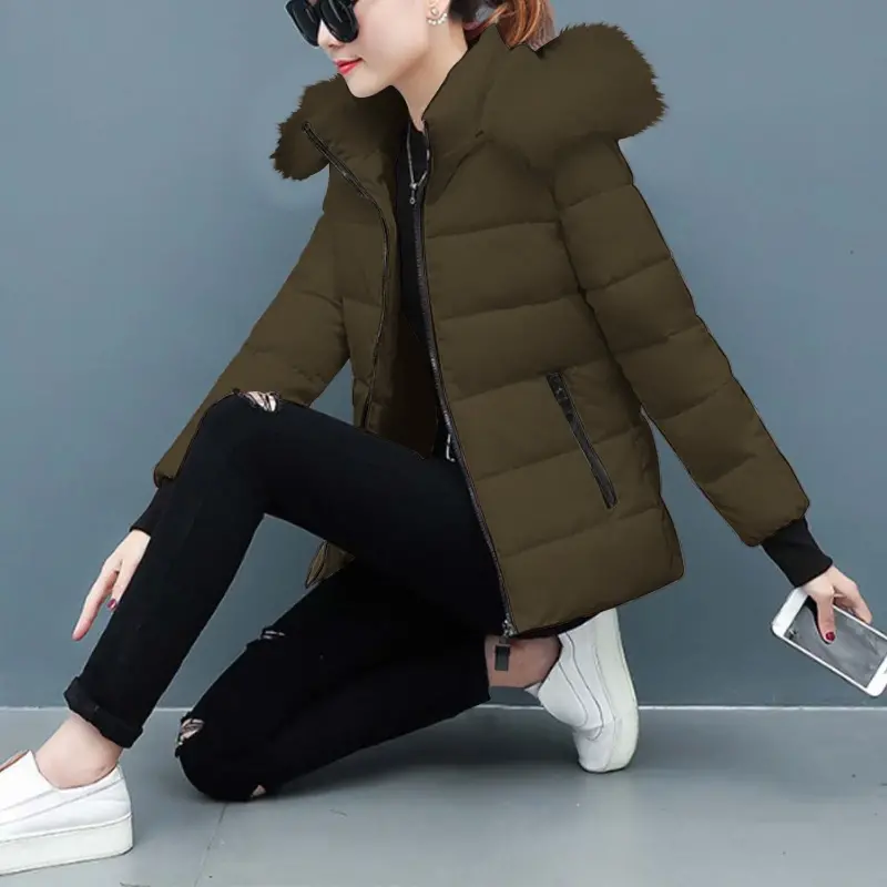 jsaierl Womens Lightweight Puffer Jacket, Winter Coats for Women Warm Quilted Bubble Padded Hood Coat with Faux Fur Collar- - 7