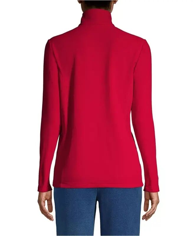 Kadınlar İçin Her Hava Fleece Çeyrek Fermuarlı Kazak - Koyu Kırmızı - LANDS' END