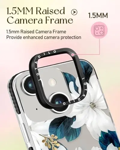 Lotadilo for iPhone 15 Case for Women - Girls Kawaii Design Compatible with Magsafe Magnetic Ring Holder Stand Blue Flower Phone Covers Aesthetic Girly TPU Funda for 15 - 3