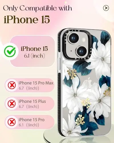 Lotadilo for iPhone 15 Case for Women - Girls Kawaii Design Compatible with Magsafe Magnetic Ring Holder Stand Blue Flower Phone Covers Aesthetic Girly TPU Funda for 15 - LOTADILO (1)