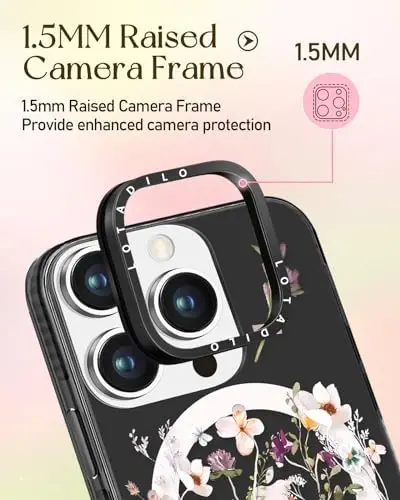 Lotadilo for iPhone 15 Pro Max Case for Women - Cute Kawaii Design Girls Compatible with Magsafe Magnetic Ring Holder Stand Foral Flower Phone Covers Aesthetic Girly TPU Funda for 15 Pro Max - 3