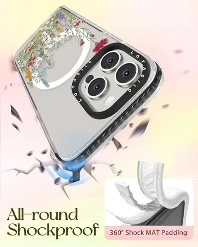 Kadınlar için iPhone 15 Pro Max Kılıfı Lotadilo - Magsafe Manyetik Yüzük Tutucu Stand Çiçekler Bitkiler Telefon Kılıfları Estetik Kız TPU Funda ile Uyumlu Sevimli Kawaii Tasarım Kızlar için 15 Pro Max - 6