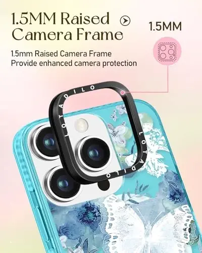 Kadınlar için iPhone 15 Pro Max Kılıfı Lotadilo - Sevimli Kawaii Tasarımlı Kızlar Magsafe Manyetik Halka Tutucu Stand Kelebekli Telefon Kılıfları Estetik Kız TPU Funda 15 Pro Max ile Uyumlu - 3