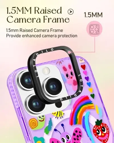 Lotadilo for iPhone 15 Pro Max Case for Women - Cute Kawaii Design Girls Compatible with Magsafe Magnetic Ring Holder Stand Art Crayon Painting Phone Covers Aesthetic Girly TPU Funda for 15 Pro Max - 3