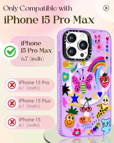 Lotadilo for iPhone 15 Pro Max Case for Women - Cute Kawaii Design Girls Compatible with Magsafe Magnetic Ring Holder Stand Art Crayon Painting Phone Covers Aesthetic Girly TPU Funda for 15 Pro Max - 2
