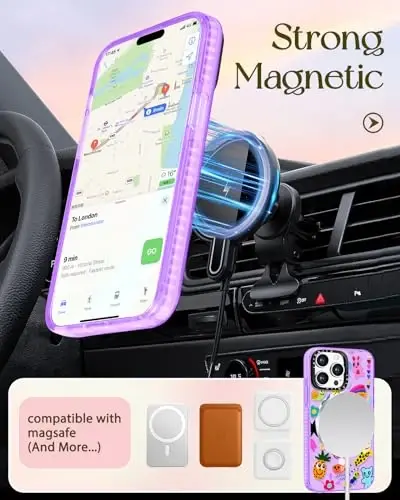 Kadınlar için iPhone 15 Pro Max Kılıfı - Sevimli Kawaii Tasarımlı Kızlar Magsafe Manyetik Yüzük Tutucu Standı Sanat Boya Kalemi Resimli Telefon Kılıfları Estetik Kız TPU Funda 15 Pro Max için - 5