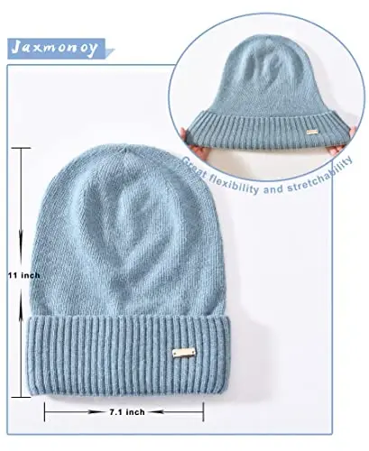 jaxmonoy Slouchy Beanies for Women Winter Lightweight Ladies Knit Hat Cuffed Soft Warm Slouch Beanie Cap - Brown - 4