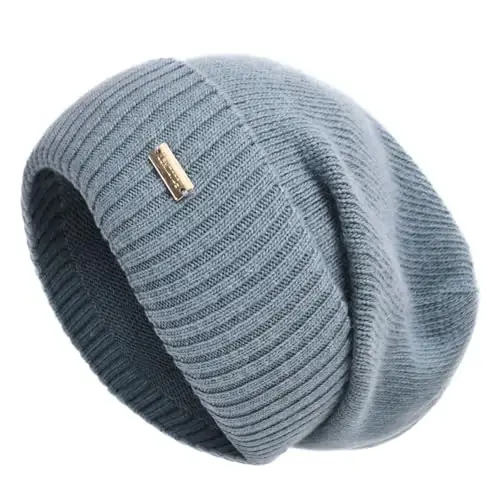 jaxmonoy Slouchy Beanies for Women Winter Lightweight Ladies Knit Hat Cuffed Soft Warm Slouch Beanie Cap - Brown 