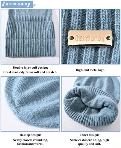 jaxmonoy Slouchy Beanies for Women Winter Lightweight Ladies Knit Hat Cuffed Soft Warm Slouch Beanie Cap - Brown - 3