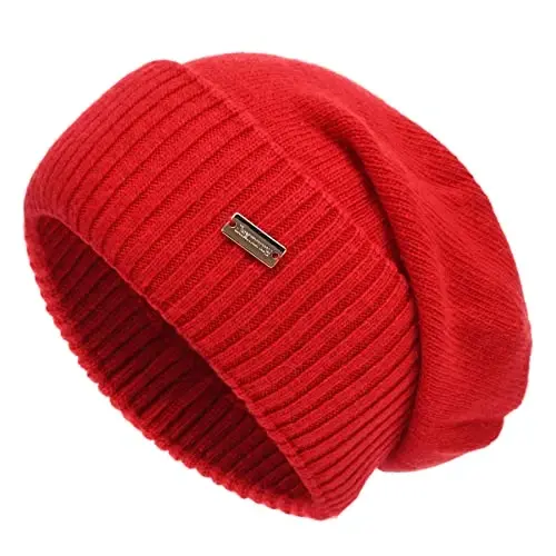 jaxmonoy Slouchy Beanies for Women Winter Lightweight Ladies Knit Hat Cuffed Soft Warm Slouch Beanie Cap - Brown - JAXMONOY