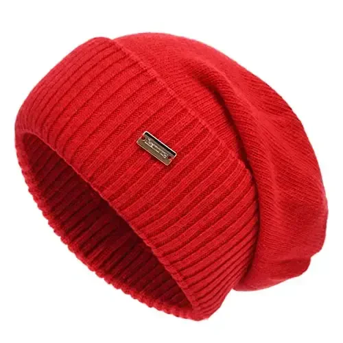 jaxmonoy Slouchy Beanies for Women Winter Lightweight Ladies Knit Hat Cuffed Soft Warm Slouch Beanie Cap - Brown 