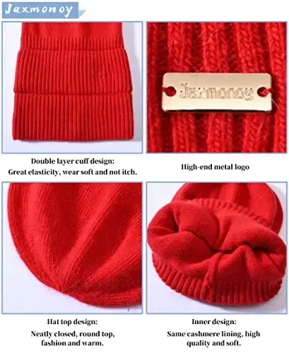 jaxmonoy Slouchy Beanies for Women Winter Lightweight Ladies Knit Hat Cuffed Soft Warm Slouch Beanie Cap - Brown - 4