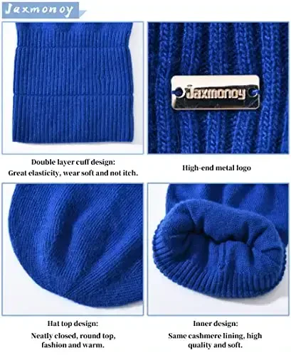 jaxmonoy Slouchy Beanies for Women Winter Lightweight Ladies Knit Hat Cuffed Soft Warm Slouch Beanie Cap - Brown - 4