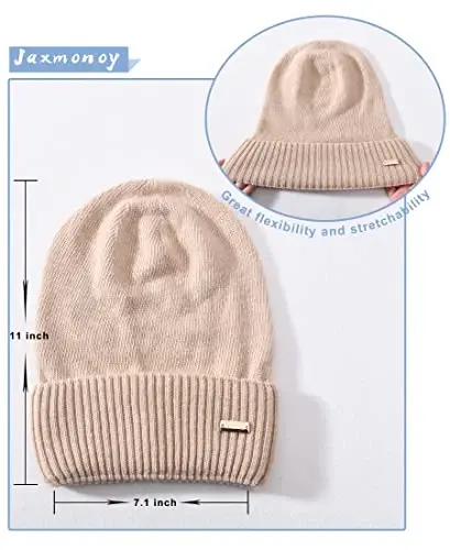 jaxmonoy Slouchy Beanies for Women Winter Lightweight Ladies Knit Hat Cuffed Soft Warm Slouch Beanie Cap - Brown - 3