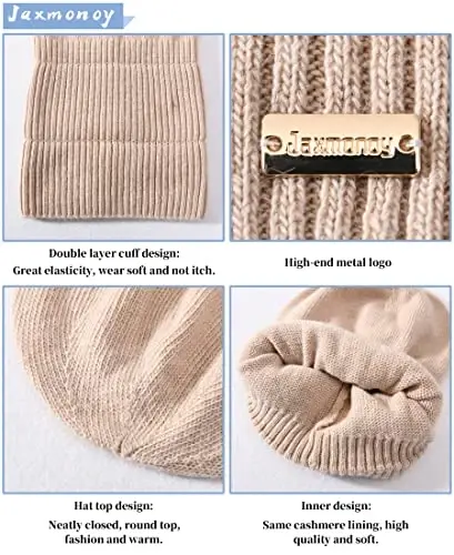 jaxmonoy Slouchy Beanies for Women Winter Lightweight Ladies Knit Hat Cuffed Soft Warm Slouch Beanie Cap - Brown - 4