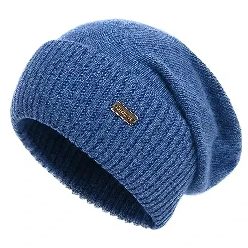 jaxmonoy Slouchy Beanies for Women Winter Lightweight Ladies Knit Hat Cuffed Soft Warm Slouch Beanie Cap - Brown 