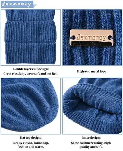 jaxmonoy Slouchy Beanies for Women Winter Lightweight Ladies Knit Hat Cuffed Soft Warm Slouch Beanie Cap - Brown - 3