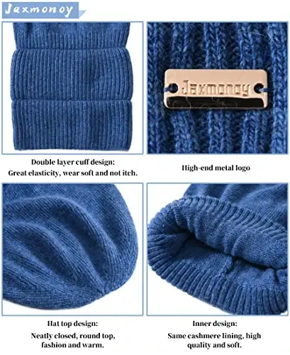 jaxmonoy Slouchy Beanies for Women Winter Lightweight Ladies Knit Hat Cuffed Soft Warm Slouch Beanie Cap - Brown - 3