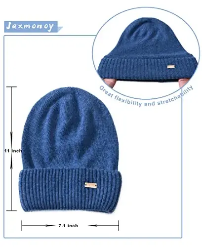 jaxmonoy Slouchy Beanies for Women Winter Lightweight Ladies Knit Hat Cuffed Soft Warm Slouch Beanie Cap - Brown - 4