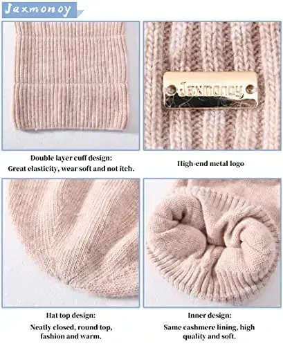 jaxmonoy Slouchy Beanies for Women Winter Lightweight Ladies Knit Hat Cuffed Soft Warm Slouch Beanie Cap - Brown - 3